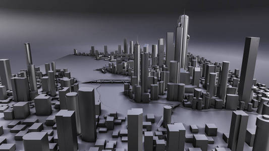 现代城市的立体景观.大都市的巨大布局.3d渲染.照片