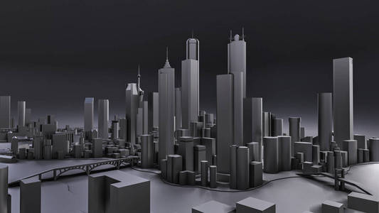 现代城市的立体景观.大都市的巨大布局.3d渲染.照片