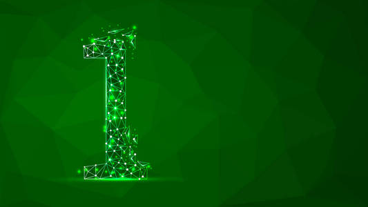 三角形金钱第一个二维低多边形抽象插图绿色,吸引金钱和运气.