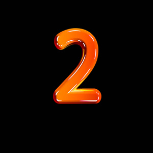 红色有光泽塑料字体-2号独立于黑色,三维符号图示照片