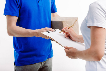 财务收货辊平圆形的矢量图标收货人收到货物的特写镜头快递员检查办公