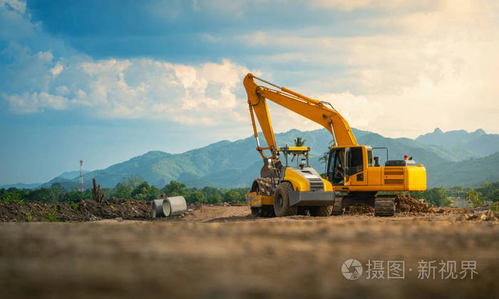 道路工程 挖掘 装载机 建设 污垢 承包商 地面 工作 建造