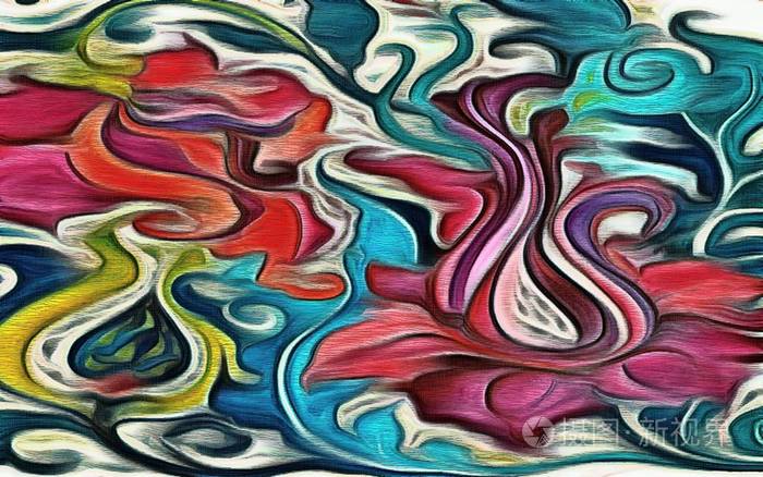 分形迷幻形状纹理与彩色铅笔造型