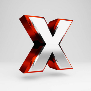 金属3d字母q大写白色背景上独立的红色和白色金属字体