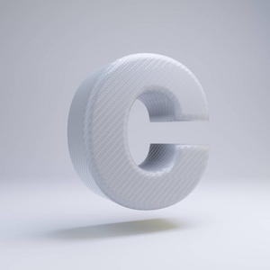 碳纤维3d字母c大写.白底白炭字体.照片