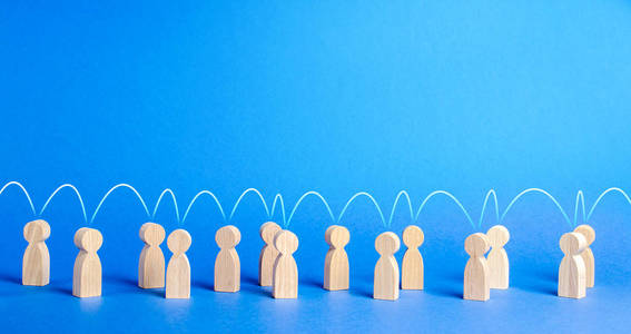 人们用一条精神纽带把彼此团结在一起.社会关系,沟通.