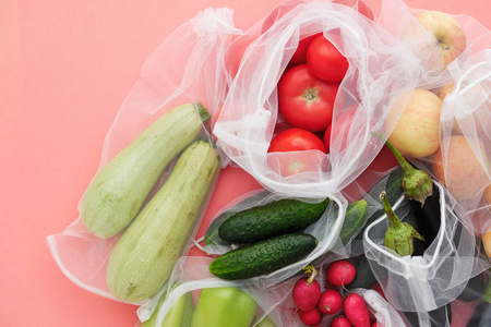 水果蔬菜购物袋顶视图图片