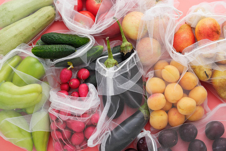 水果蔬菜购物袋顶视图图片