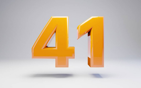 白色背景上隔离的三维橙色光泽数字.照片