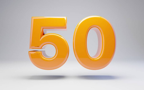 50号.白色背景上隔离的三维橙色光泽数字.照片