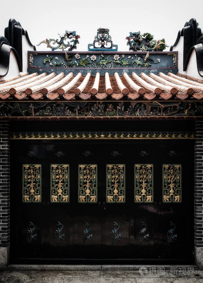 香港长洲岛白太庙彩绘门