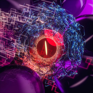 抽象机械眼球配合高科技线条,3d渲染.照片