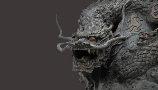 银龙鱼巨龙雕像野龙中国庙里的龙卡通方动物图标集合中国金龙像中国