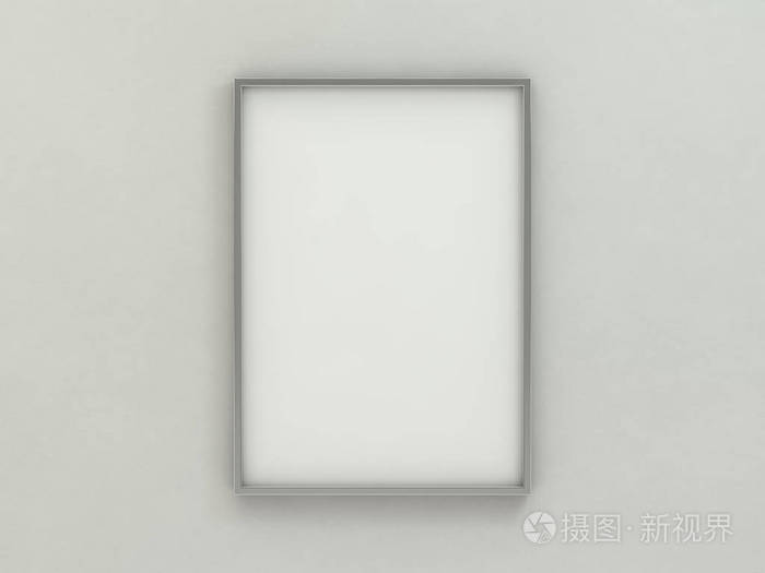 白色空白照片垂直框架模型在背景上三维
