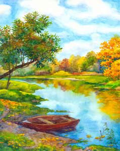 风景画水粉彩图片