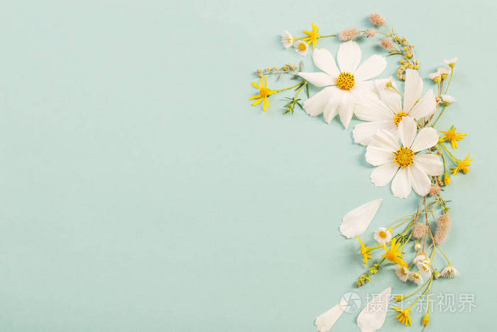 white flowers on paper background 