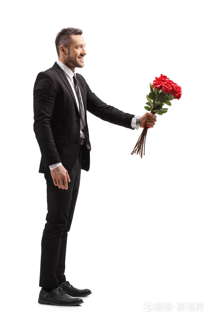 男人发玫瑰花表情示爱图片