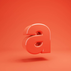 字母a小写.有光泽反射和阴影的活珊瑚字体插画