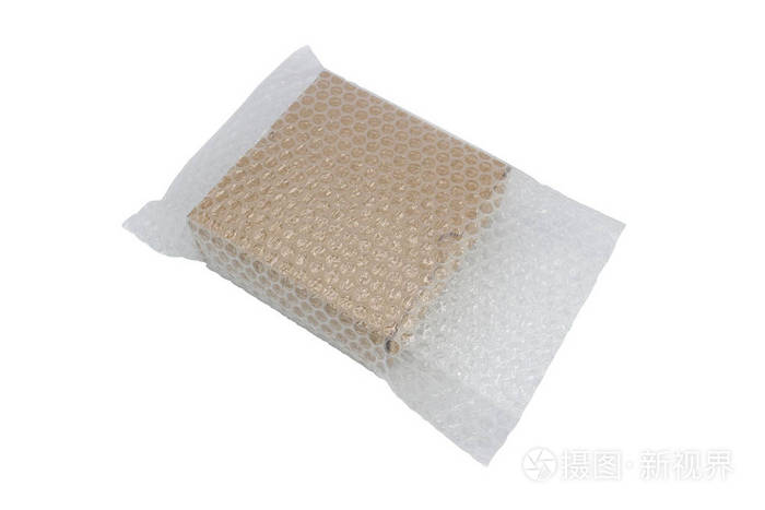 Bubbles covering the box by bubble wrap for protection product 