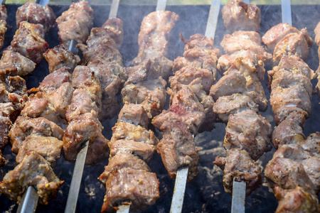 炭火烧烤,野餐,街头食物照片
