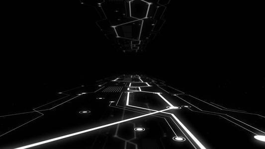 地面发光网络虚拟科幻宇宙飞船平台的渲染.照片