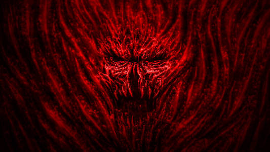 一个黑眼睛的恐怖恶魔.红色.照片