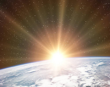 太空和日出.这张图片的元素由美国宇航局提供.插画