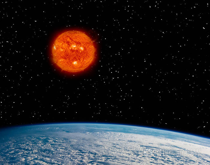 在地球上燃烧的太阳这个图像的元素