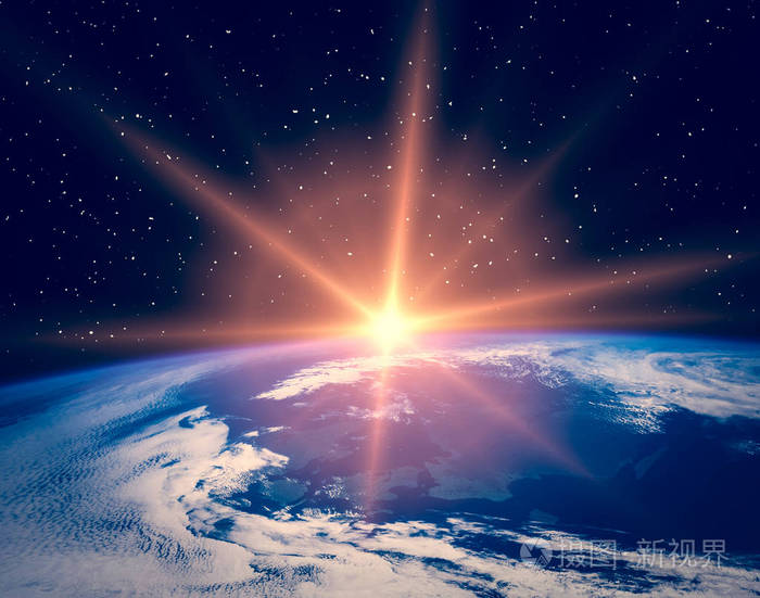 地球日出这张图片的元素由美国宇航局提供