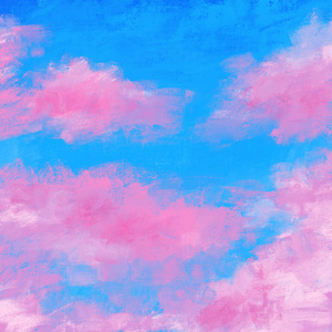 热带景观云粉色和蓝色的天空和背景照片