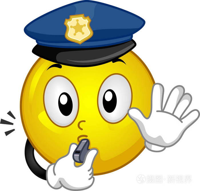 吉祥物笑脸警笛停止插图