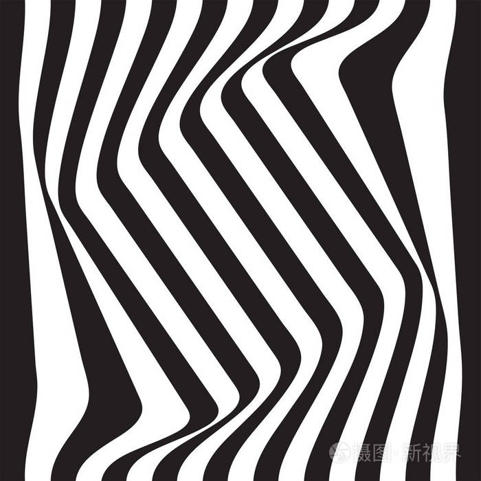条纹无缝抽象背景黑白斑马纹插图