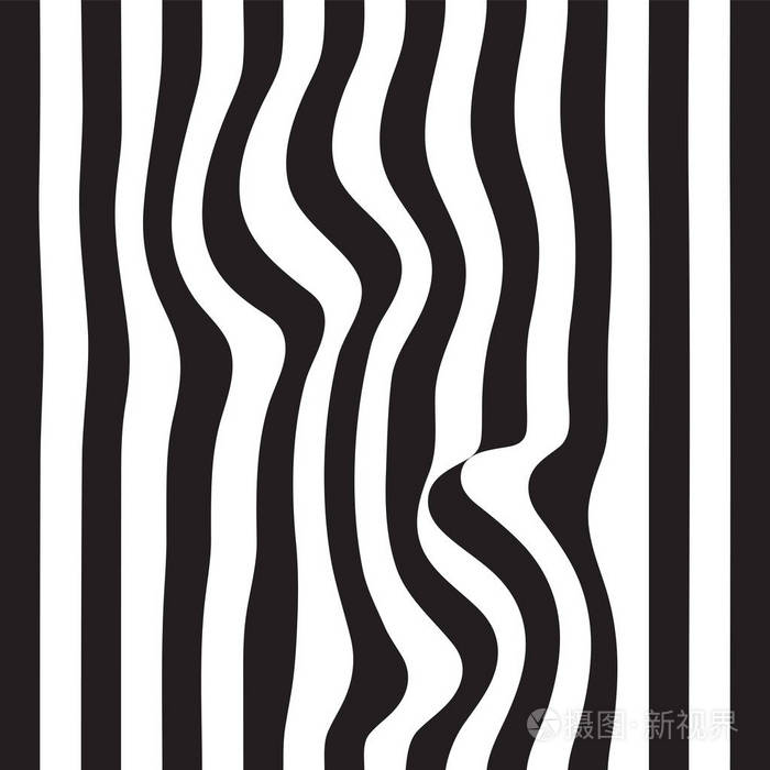 条纹抽象背景黑白斑马纹无缝插图