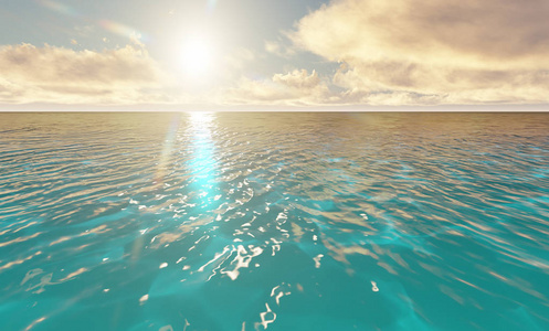 美丽宁静的自然度假海景,热带环境中的波光粼粼,清澈透明的纯蓝水背景