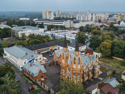 俄罗斯坦波夫罗马天主教圣十字升华教堂鸟瞰图照片