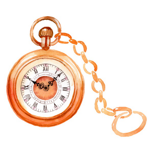 老式老式钟表怀表.水彩背景插图集.孤立的waches插图元素.照片