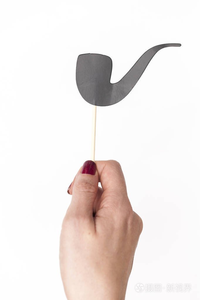 女性手持烟斗摄影棚道具