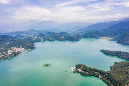 著名日月潭景观鸟瞰图照片