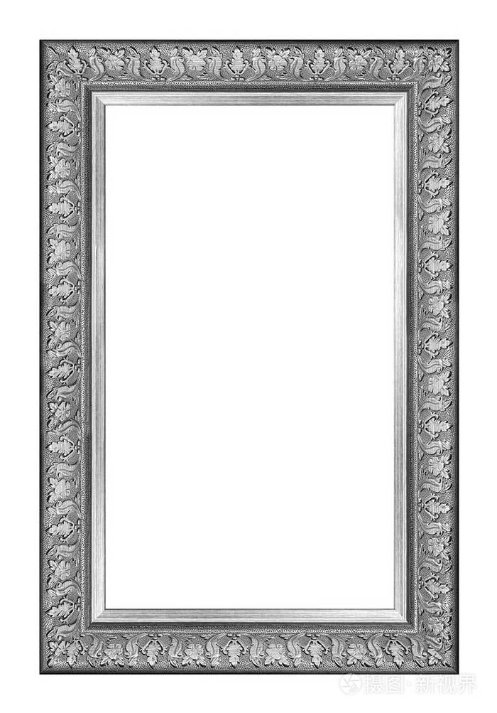 白色背景上独立的木制复古相框