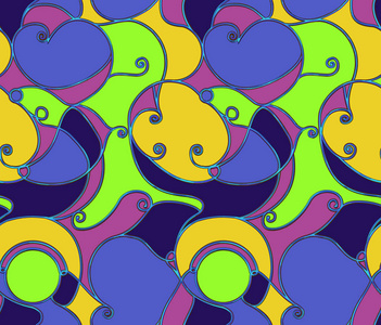 抽象彩色手绘漩涡图案插画