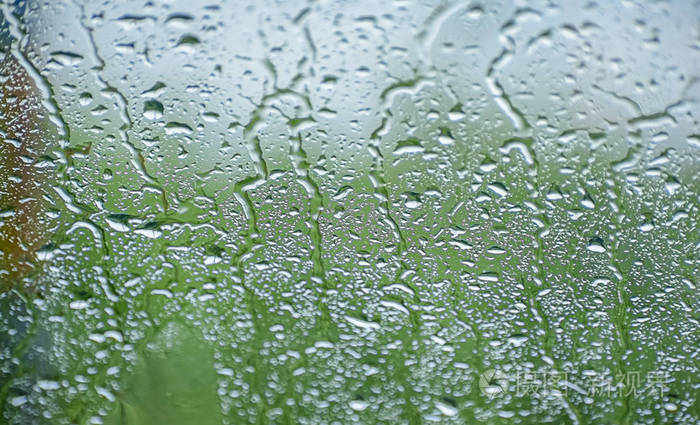 天然水滴背景car有冷凝水的窗户玻璃