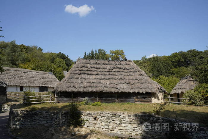 Kiev, Ukraine, Europe  September 2019 Old wooden house with a 