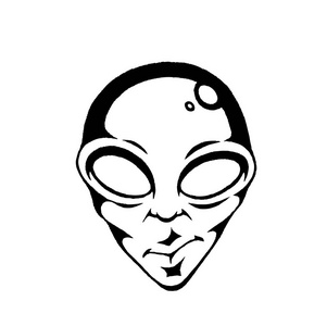 外星人脸的水墨素描插画