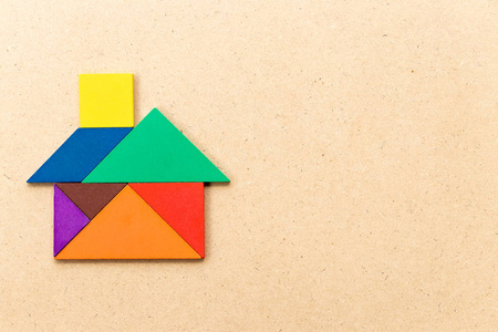 七巧板拼图房子图片