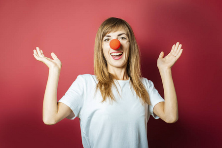 概念红鼻子日,假日,派对,小丑照片