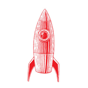 火箭弹插图红字素描图片