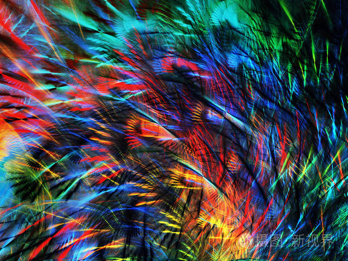 彩虹抽象分形背景三维渲染插图