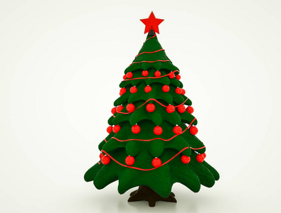 装饰风格化圣诞树的三维模型图片