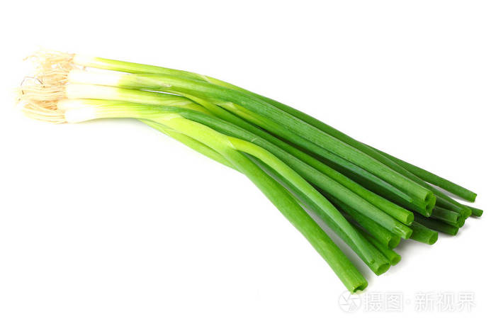 bunch of green onion isolated on white background 