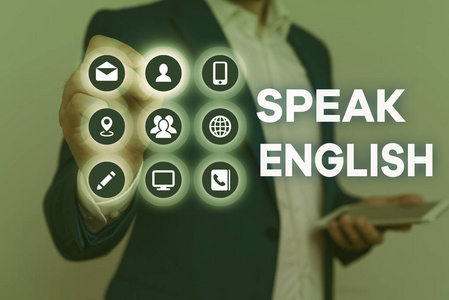 商务外语概念性手稿显示会说英语.